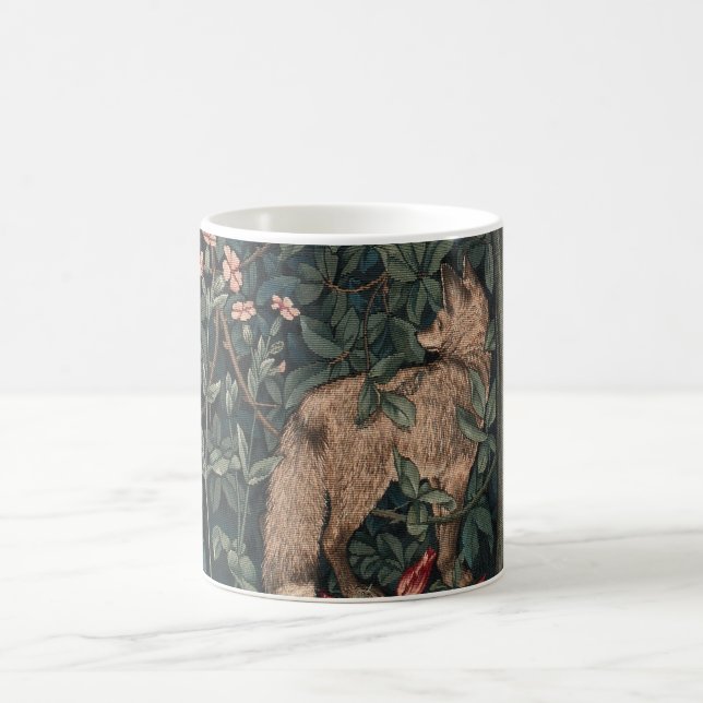 William Morris Greenery Fox Wildlife  Coffee Mug (Center)