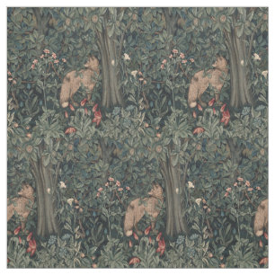 William Morris Greenery Fox Wildlife  Fabric