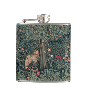 William Morris Greenery Fox Wildlife Hip Flask