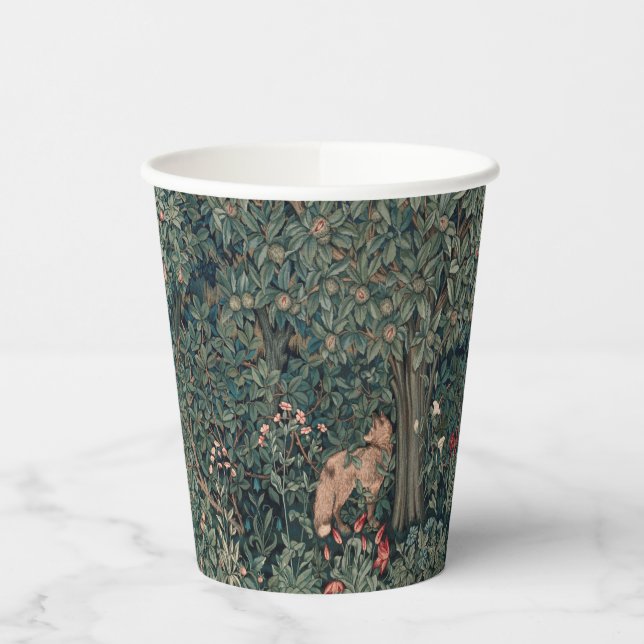 William Morris Greenery Fox Wildlife  Paper Cups (Left)