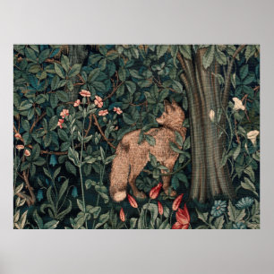 William Morris Greenery Fox Wildlife  Poster