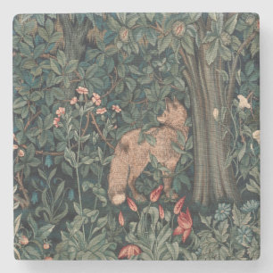 William Morris Greenery Fox Wildlife Stone Coaster