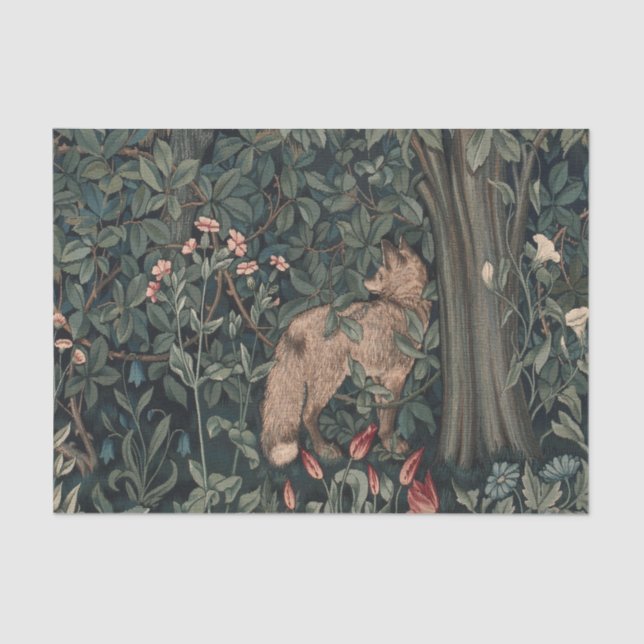William Morris Greenery Fox Wildlife  Tissue Paper (Front)