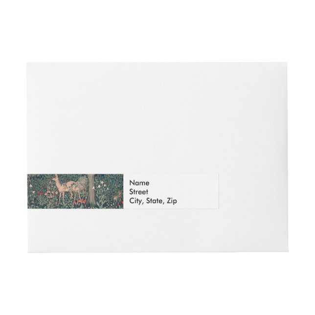 William Morris Greenery Fox Wildlife  Wraparound Address Label (Front)