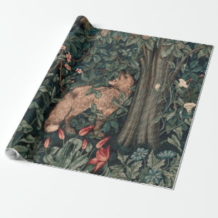 William Morris Greenery Fox Wildlife  Wrapping Paper
