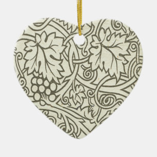 William Morris grey green Grape Vine Pattern Ceramic Ornament