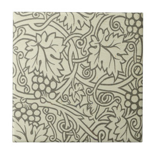 William Morris grey green Grape Vine Pattern Ceramic Tile