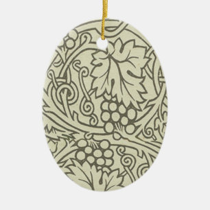 William Morris grey green Grape Vine Pattern Ceramic Tree Decoration