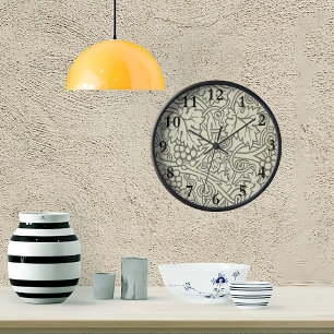 William Morris grey green Grape Vine Pattern Clock