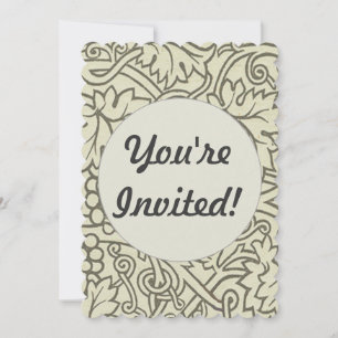 William Morris grey green Grape Vine Pattern Invitation