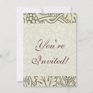 William Morris grey green Grape Vine Pattern Invitation