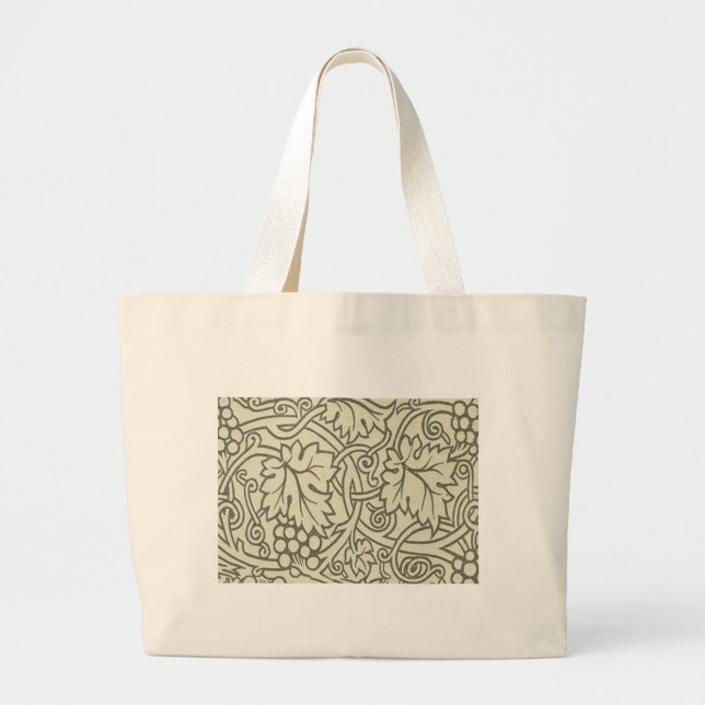 William Morris grey green Grape Vine Pattern Large Tote Bag (Front)