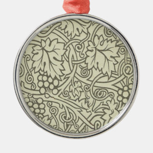 William Morris grey green Grape Vine Pattern Metal Ornament