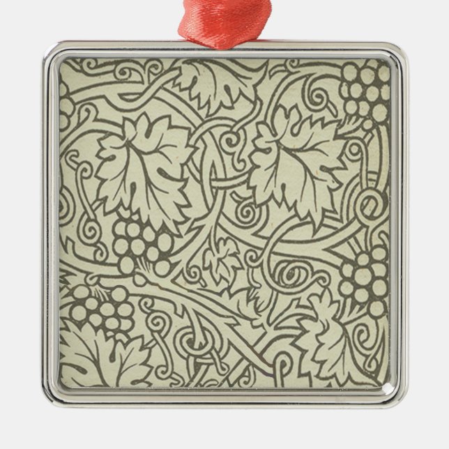 William Morris grey green Grape Vine Pattern Metal Tree Decoration (Front)