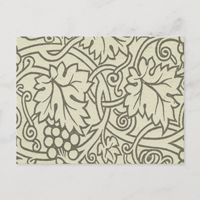 William Morris grey green Grape Vine Pattern Postcard (Front)