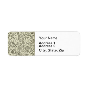 William Morris grey green Grape Vine Pattern Return Address Label