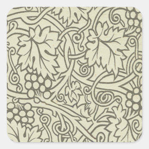William Morris grey green Grape Vine Pattern Square Sticker