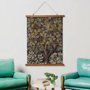 William Morris Hen Pheasant Bird Tree Botanical Hanging Tapestry
