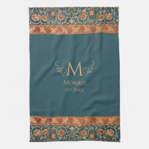 William Morris Holland Park Blue & Red Monogram Tea Towel