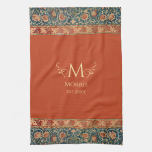 William Morris Holland Park Orange Custom Name Tea Towel