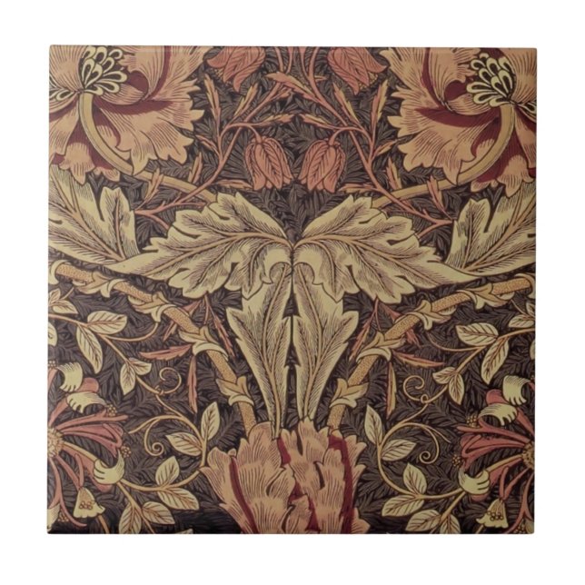William Morris Honeysuckle Classic English Art Ceramic Tile (Front)