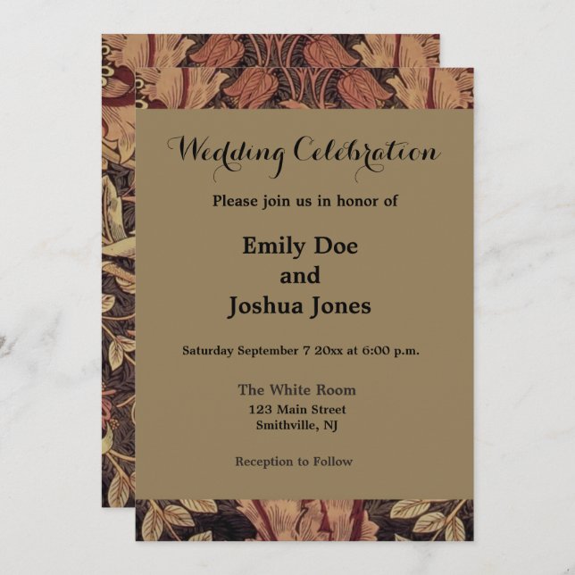 William Morris Honeysuckle Classic English Art Invitation (Front/Back)