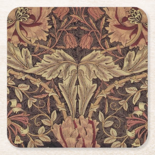 William Morris Honeysuckle Classic English Art Square Paper Coaster