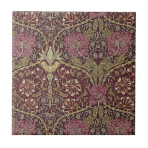 William Morris, Honeysuckle, floral. pattern, art Ceramic Tile