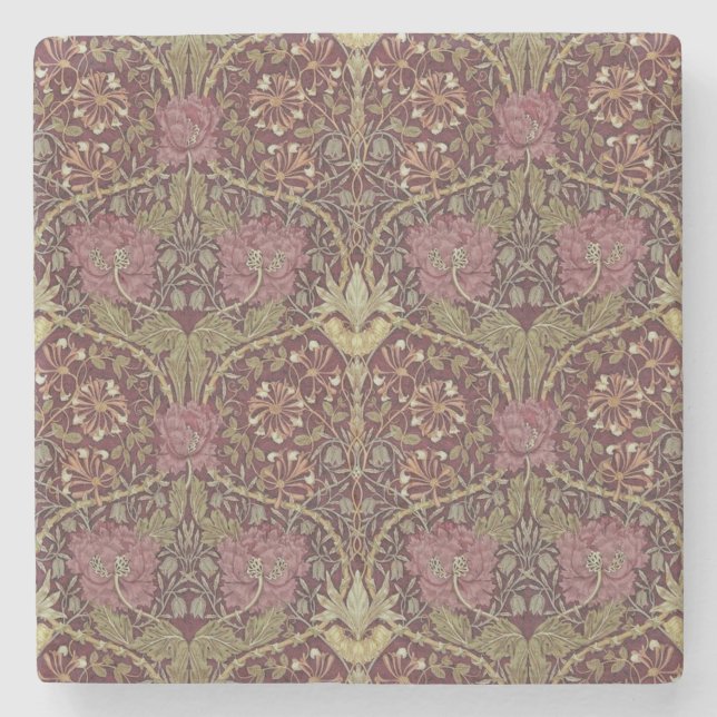 William Morris, Honeysuckle, floral. pattern, art Stone Coaster (Front)