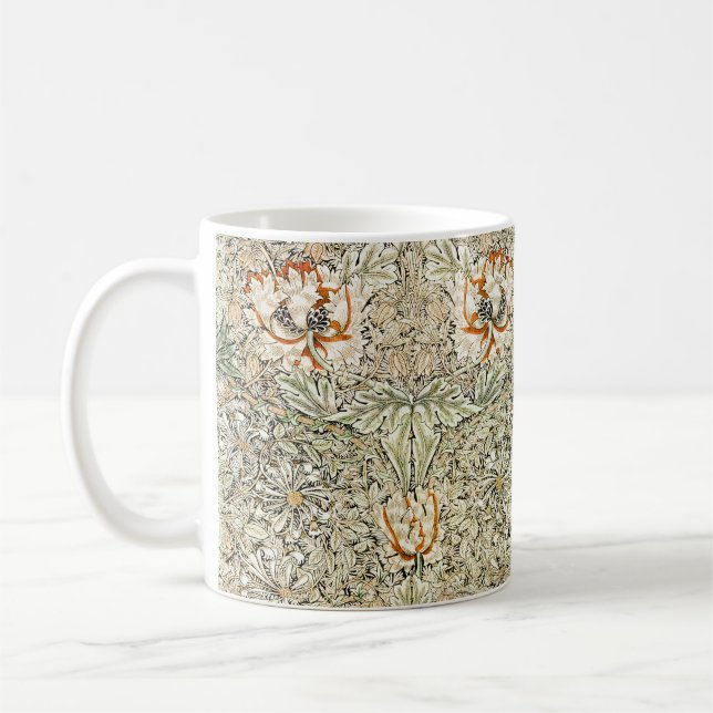 William Morris Honeysuckle Floral Wallpaper Coffee Mug (Left)