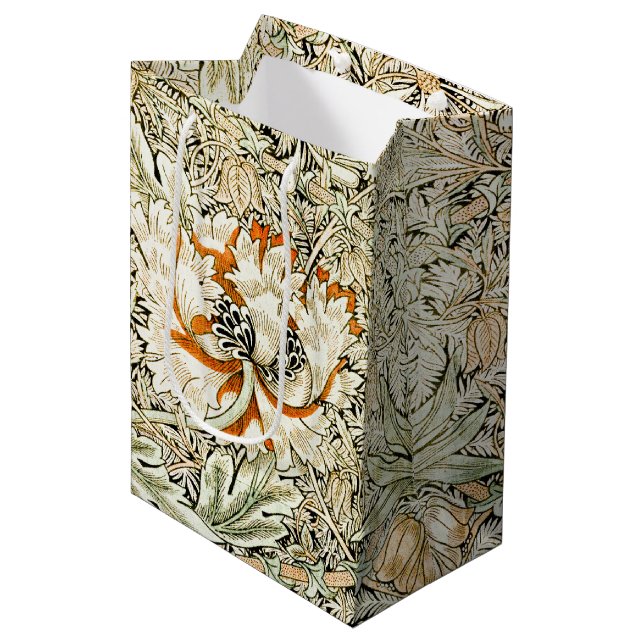 William Morris Honeysuckle Floral Wallpaper Medium Gift Bag (Front Angled)