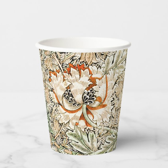 William Morris Honeysuckle Floral Wallpaper Paper Cups (Front)