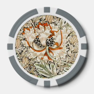 William Morris Honeysuckle Floral Wallpaper Poker Chips