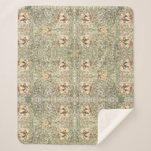 William Morris Honeysuckle Floral Wallpaper Sherpa Blanket