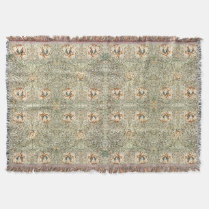 William Morris Honeysuckle Floral Wallpaper Throw Blanket