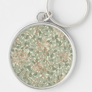 William Morris Honeysuckle Flower Wallpaper Key Ring