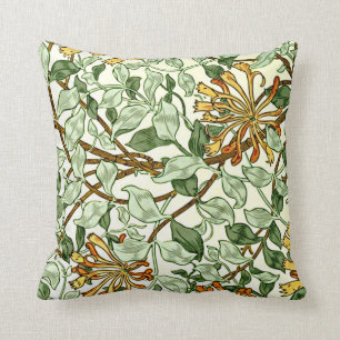 William Morris - Honeysuckle Green and Gold Cushion