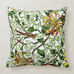 William Morris - Honeysuckle, green and yellow Cushion