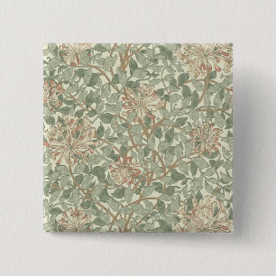 William Morris Honeysuckle Green Floral 15 Cm Square Badge