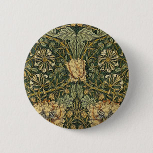 William Morris Honeysuckle Green Floral 6 Cm Round Badge
