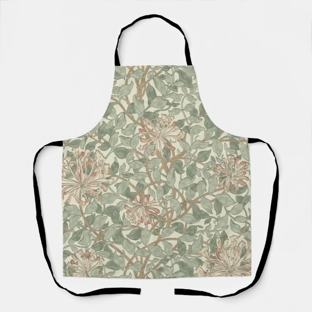 William Morris Honeysuckle Green Floral Apron (Front)