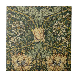 William Morris Honeysuckle Green Floral Ceramic Tile