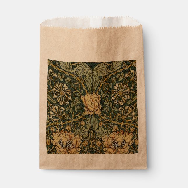 William Morris Honeysuckle Green Floral Favour Bag (Front)