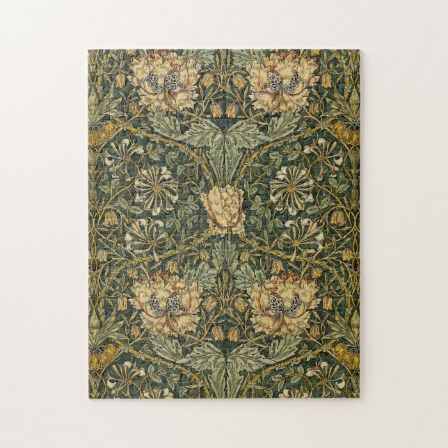 William Morris Honeysuckle Green Floral Jigsaw Puzzle (Vertical)