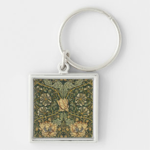 William Morris Honeysuckle Green Floral Key Ring