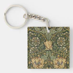 William Morris Honeysuckle Green Floral Key Ring