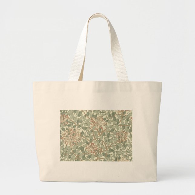 William Morris Honeysuckle Green Floral Large Tote Bag (Front)