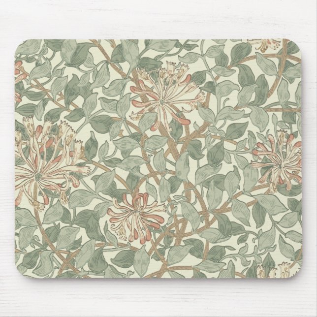 William Morris Honeysuckle Green Floral Mouse Pad (Front)