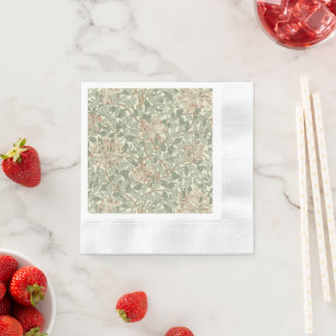 William Morris Honeysuckle Green Floral Napkin