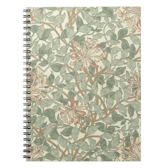 William Morris Honeysuckle Green Floral Notebook (Front)